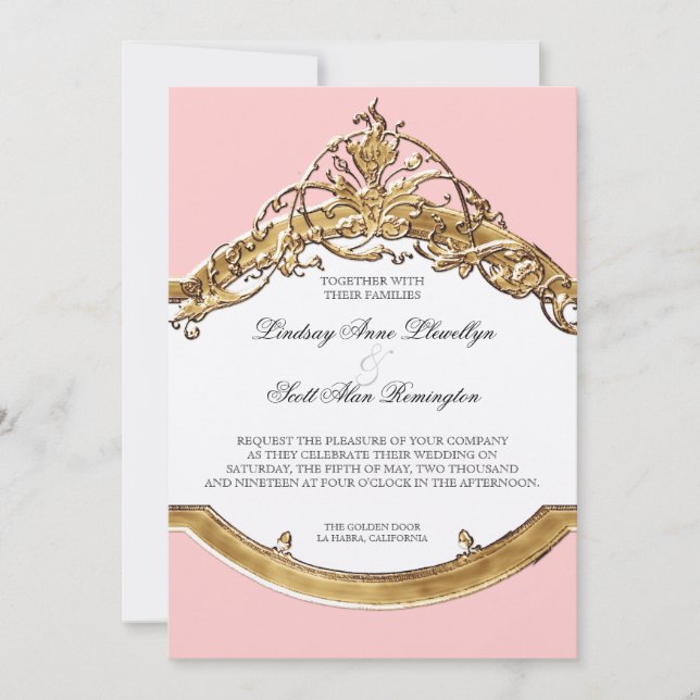 Cravate noire Elégance 2, Mariage d'or Invitations (Devant)