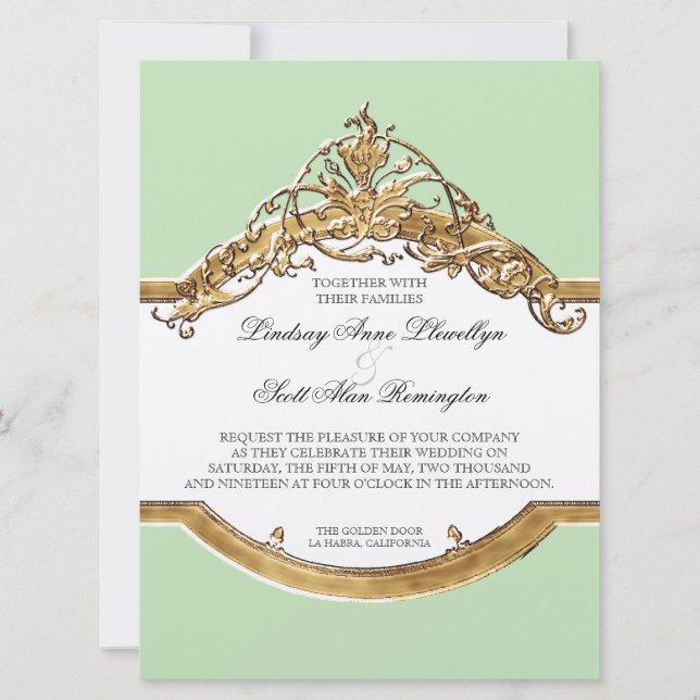 Cravate noire Elégance 2, Mariage d'or Invitations (Devant)