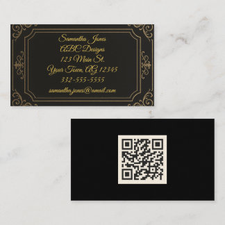 Cravate noire Elegant QR Code Cartes de visite