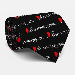 Cravate noire et blanche coeurs rouges pour garçon