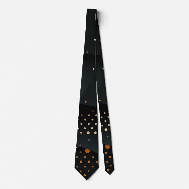 Cravate noire moderne avec Motif orange (Devant)