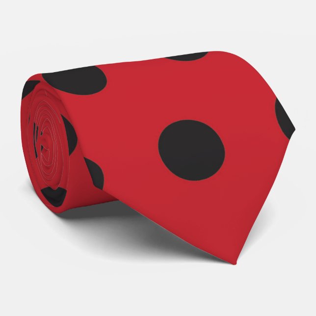 Cravate noire rouge mignonne de motif de point de (Roulé)