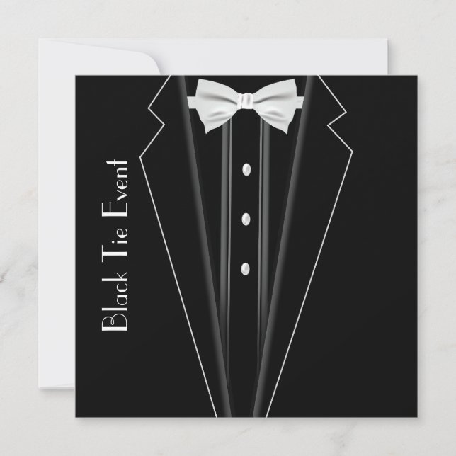 Cravate noire Tuxedo Invitation officielle (Devant)