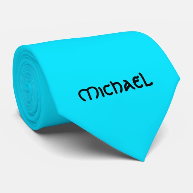 Cravate Nom celtique bleu fluorescent de néon vibrant (Roulé)