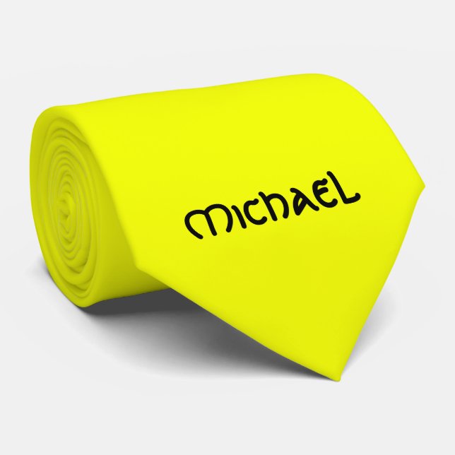 Cravate Nom celtique jaune fluorescent vibrant néon (Roulé)