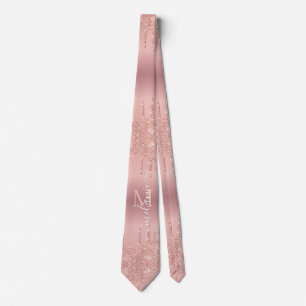Cravate Nom du monogramme Rose Parties scintillant de  Gol