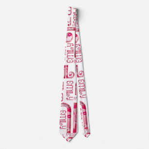 Cravate Nom Emily Cute Typographie Love Hearts