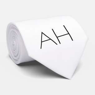 Cravate Nom minimaliste blanc moderne Monogramme