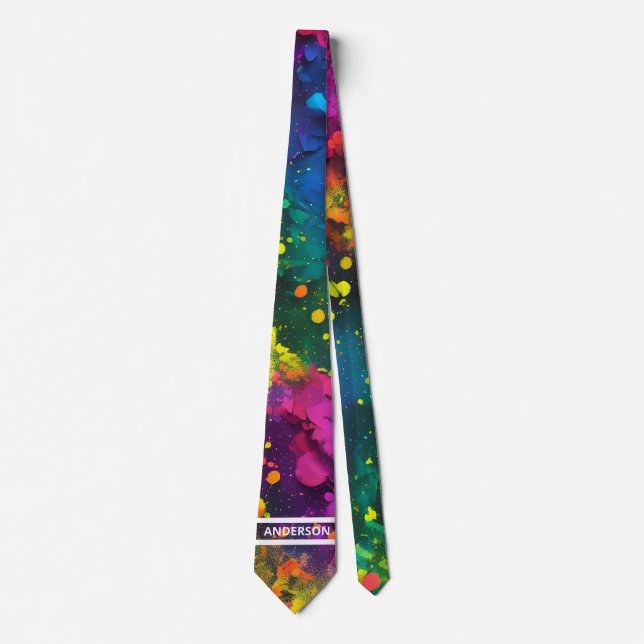 Cravate Nom personnalisé Abstrait Splatter Paint Cosmic Ra (Devant)