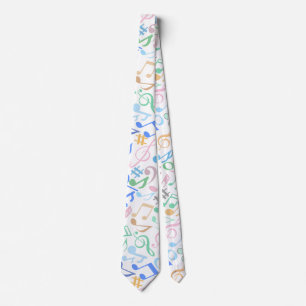 Cravate Notes et symboles musicaux Motif pastel.w