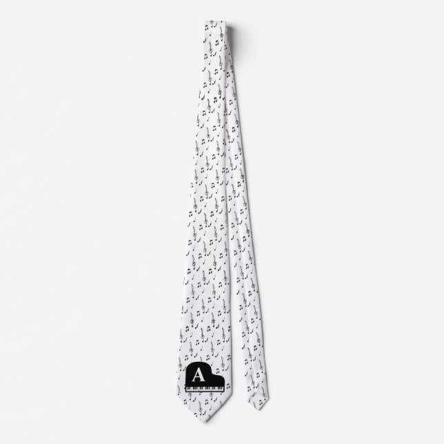 Cravate Notes musicales du Grand Piano Monogram Pianist (Devant)