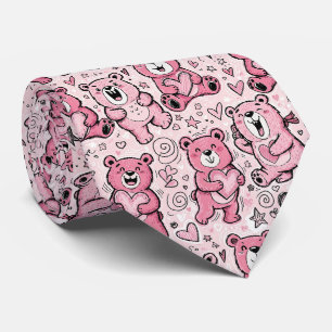 Cravate Nounours en peluche rose kawaii