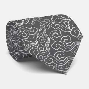 Cravate Nuages japonais Vintages, gris grise