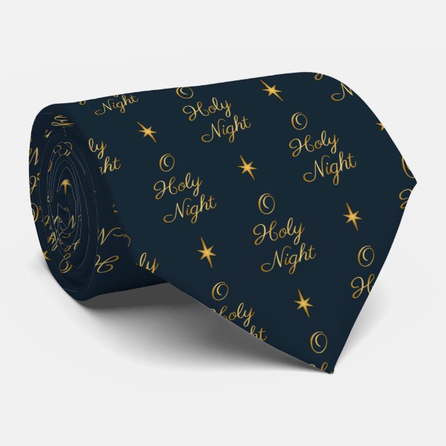 Cravate O Holy Night Navy & Gold (Roulé)