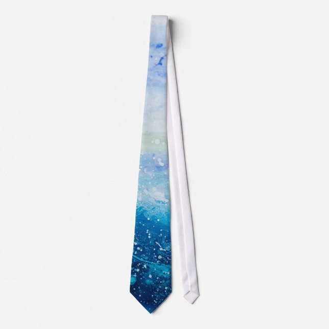 Cravate Ocean wave painting, sea foam (Devant)