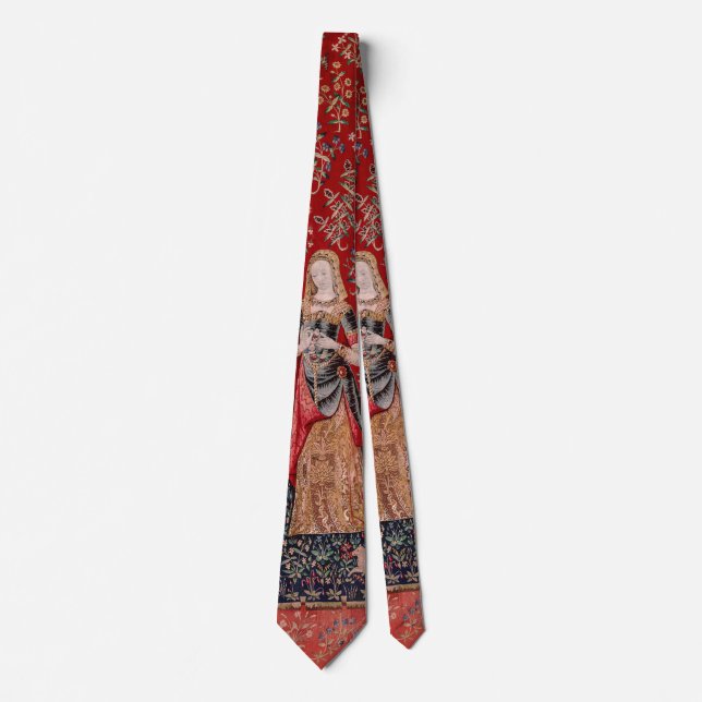 Cravate Odeur de tapisserie médiévale Lady and Unicorn (Devant)