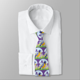 Cravate Oiseau dans le champ de Iris Fleurs Motif coloré