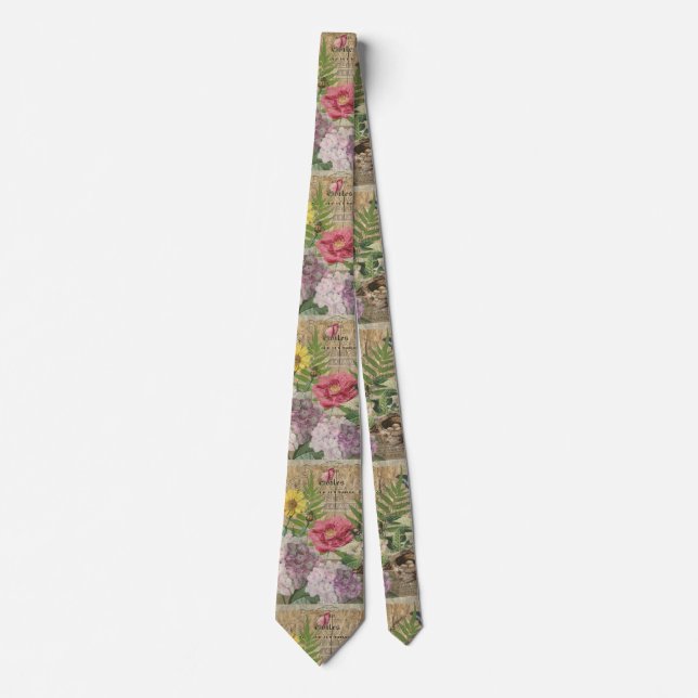 Cravate Oiseau Nid Floral Jardin Fleur Papillon Art (Devant)