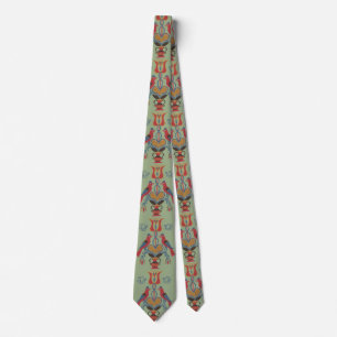 Cravate Oiseaux Art Populaire Américain Vintage Fleur de C