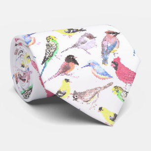 Cravate Oiseaux d'Amérique - Mosaïque d'animaux de compa