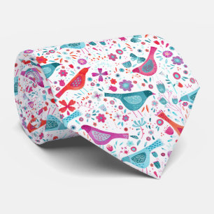 Cravate Oiseaux dans un jardin Boho Aquarelle moderne