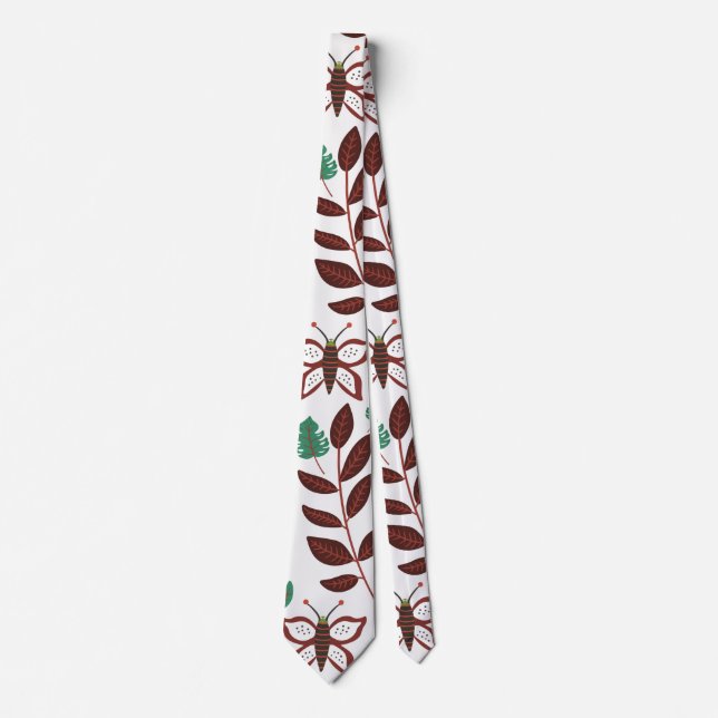 Cravate Oiseaux motifs et papillons floraux sans soudure (Devant)