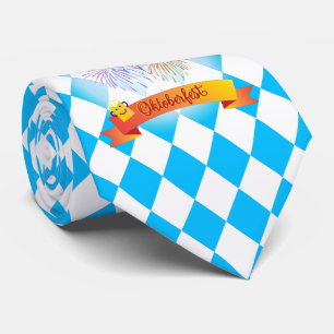 Cravate OKTOBERFEST beer festival decoration Blue pattern