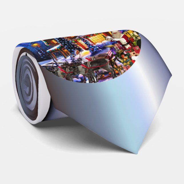 Cravate Old Man Santa Claus and Reindeer (Roulé)