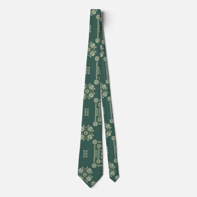 Cravate Olive Green Floral Tatreez Henné Thobe Robe (Devant)
