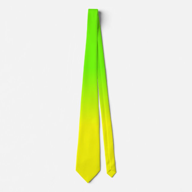 Cravate Ombré couleur vert néon et jaune néon (Devant)
