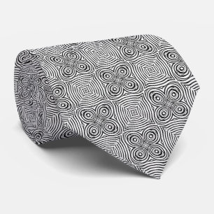 Cravate Opération hypnotique en noir et blanc de cercles c