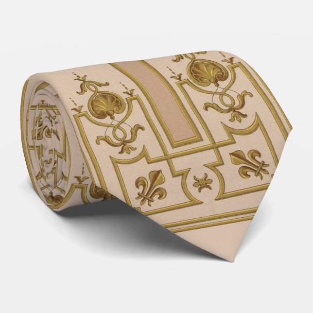 Cravate opulent imprimé baroque d'or (Roulé)