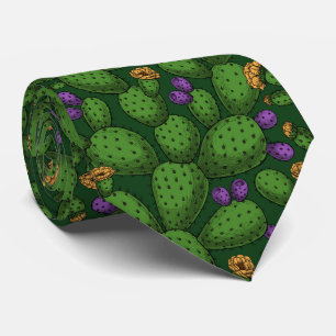 Cravate Opuntie de floraison sur vert foncé