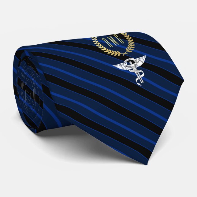 Cravate Or bleu de Faux de monogramme professionnel de (Roulé)