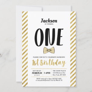 Cravate or, Bow   Invitation pour le premier anniv