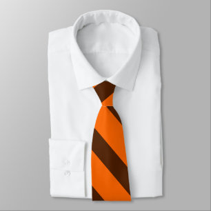 Cravate Orange and Brown Diagonally-Striped Tie