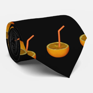 Cravate Orange avec paille orange