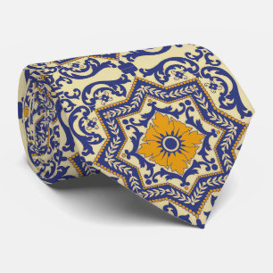 Cravate orange bleue de style en céramique