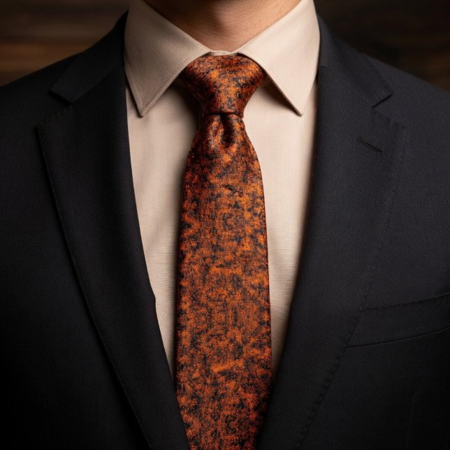 Cravate Orange Brûlé Rustique Moucheté (Créateur téléchargé)