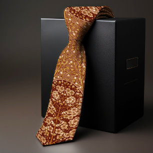 Cravate Orange brûlé Victorien-Era Floral Snowberry Hommes