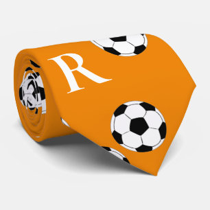 Cravate Orange décorée d'un monogramme faite sur commande