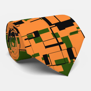 Cravate Orange Green Black Digital Camo Pattern