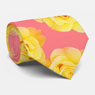Cravate Orange Jaune Floral Rose Coral Saumon Cool rose
