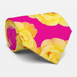 Cravate Orange Jaune rose Rose Floral moderne coloré