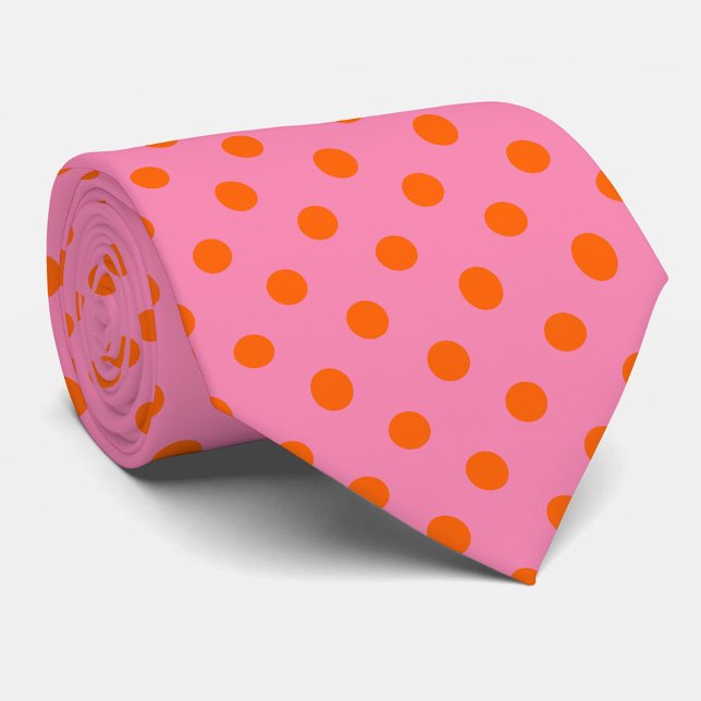 Cravate Orange On Rose Pois Design Motif (Créateur téléchargé)