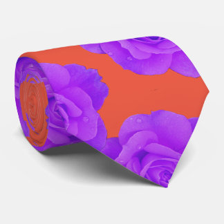 Cravate Orange Purple Floral Rose Modern Gift Favor