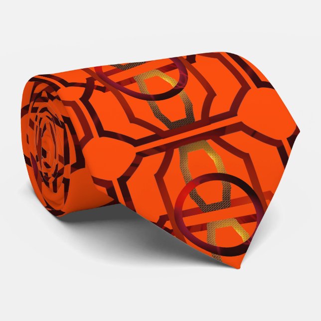 Cravate Orange rétro des années 1970 (Roulé)