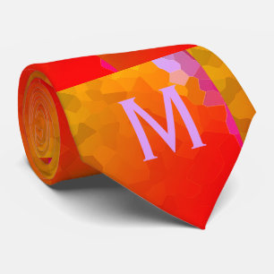 Cravate Orange Rose Funky Motifs Monogrammes Moderne tenda