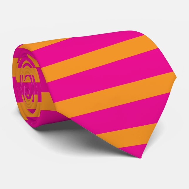 Cravate Orange rose Motif rose chaud couleur  (Roulé)