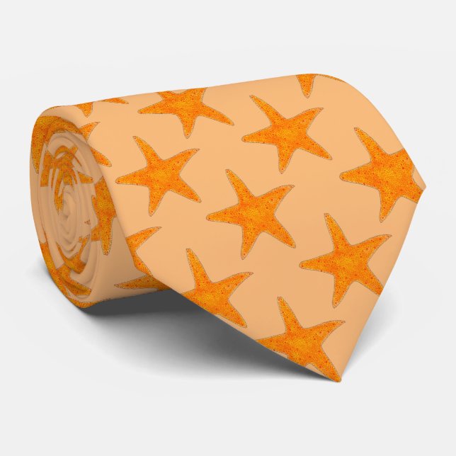 Cravate Orange Starfish Star Fish Beach Seashell Shell Cra (Roulé)